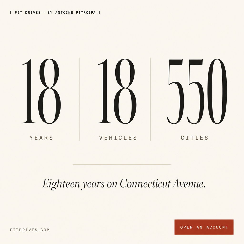 Concept B3 — Operator credentials — 18 years, 18 vehicles, 550 cities
